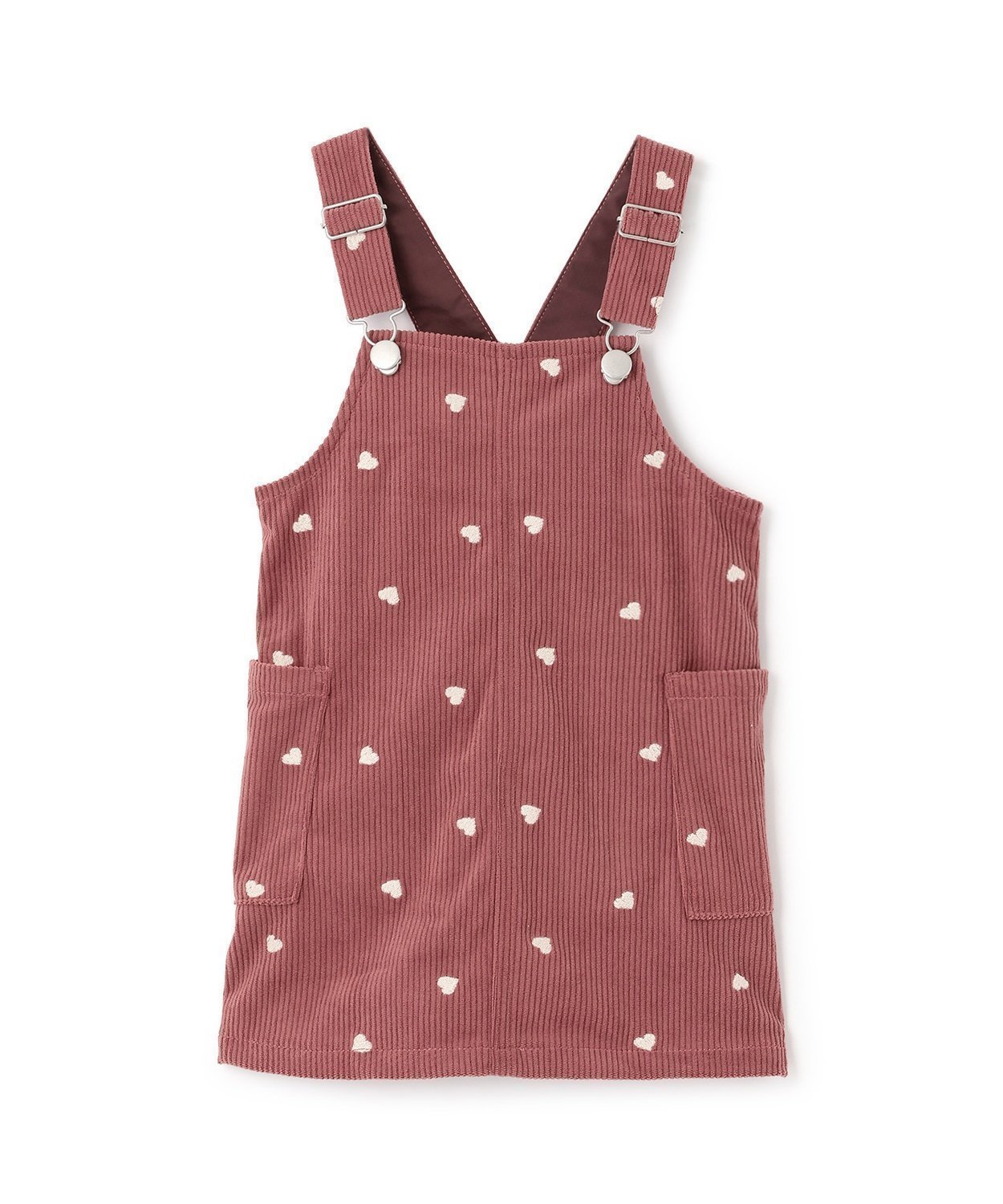 【ナルミヤ オンライン/NARUMIYA ONELINE / KIDS】のハート刺しゅうコーデュロイジャンスカ インテリア・キッズ・メンズ・レディースファッション・服の通販 founy(ファニー) ファッション Fashion キッズファッション Fashion for Kids なめらか Smooth, Silky Texture コーデュロイ Corduroy, Cord Fabric ショルダー Shoulder, Shoulder Strap ポケット Pocket, Pocket Detail ピンク|ID: prp329100004810108 ipo3291000000034912162