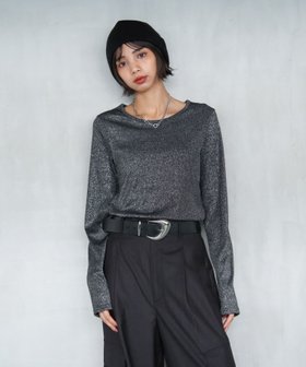 【ページボーイ/PAGEBOY】のキラキラカットロングスリーブ 人気、トレンドファッション・服の通販 founy(ファニー) ファッション Fashion レディースファッション Fashion for Women おすすめ Recommended / Our Picks インナー Innerwear シルバー Silver, Metallic Silver シンプル Simple, Minimal フィット Fit, Slim Fit |ID:prp329100004810200