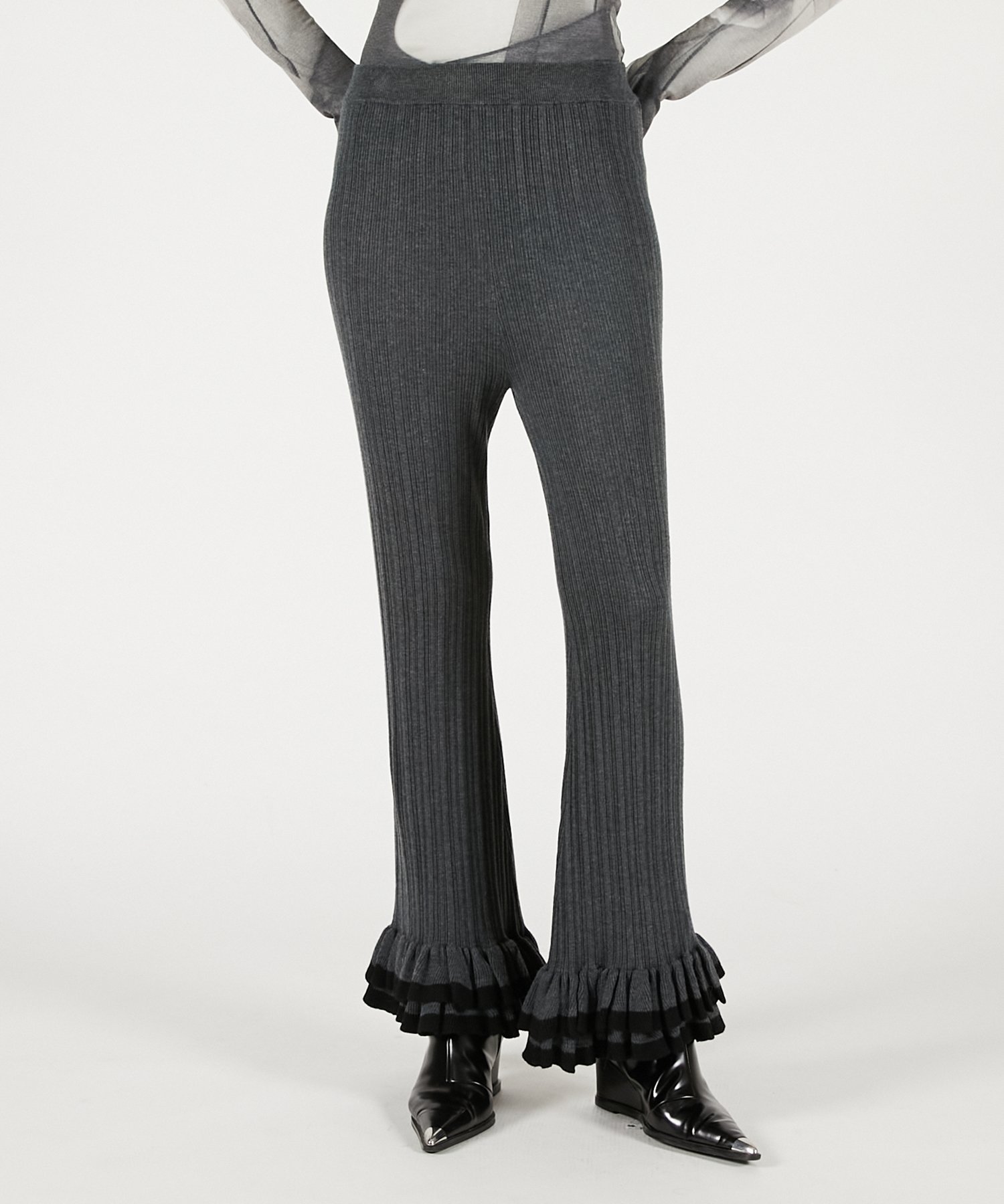 【プランク プロジェクト/PRANK PROJECT】のフリルヘムニットパンツ インテリア・キッズ・メンズ・レディースファッション・服の通販 founy(ファニー) 　ファッション　Fashion　レディースファッション　Fashion for Women　パンツ　Pants & Trousers　おすすめ　Recommended / Our Picks　シルク　Silk, 100% Silk　フリル　Frill, Ruffle　C.GRY|ID: prp329100004810321 ipo3291000000034914281