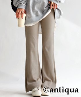 【アンティカ/antiqua】のantiqua アンティカ シュッと美シリーズ リブ パンツ レディース AMA-00005 人気、トレンドファッション・服の通販 founy(ファニー) ファッション Fashion レディースファッション Fashion for Women パンツ Pants & Trousers シンプル Simple, Minimal フィット Fit, Slim Fit フレア Flare, Flared ポケット Pocket, Pocket Detail 楽ちん Easy Fit, Comfortable |ID:prp329100004810348