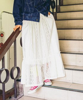 【ニコアンド/niko and】のMODE NORM CORE レースパッチワークマキシスカート 人気、トレンドファッション・服の通販 founy(ファニー) ファッション Fashion レディースファッション Fashion for Women スカート Skirts おすすめ Recommended / Our Picks オックス Oxford Fabric ギャザー Gathered, Ruffled シンプル Simple, Minimal スニーカー Sneakers, Trainers ティアードスカート Tiered Skirt, Flounced Skirt パッチワーク Patchwork, Mixed Fabric フレア Flare, Flared マキシ Maxi, Full Length ユーズド Used, Vintage-Look レース Lace, Lace Fabric ロング Long, Long-Length 別注 Limited Edition, Custom Order 秋 Autumn |ID:prp329100004810430