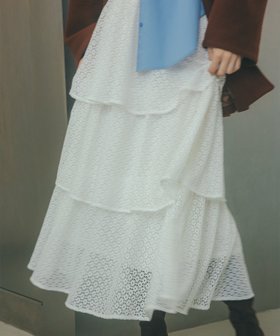 【エヌ ナチュラルビューティーベーシック/N.Natural Beauty basic】のティアードレーススカート 人気、トレンドファッション・服の通販 founy(ファニー) ファッション Fashion レディースファッション Fashion for Women スカート Skirts シンプル Simple, Minimal スウェット / スエット Sweatshirt, Sweatwear フェミニン Feminine, Girly レース Lace, Lace Fabric |ID:prp329100004810468