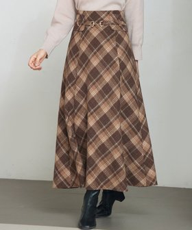 【セゾンドパピヨン/SAISON DE PAPILLON】のチェック柄ハイウェイトロング丈スカート 人気、トレンドファッション・服の通販 founy(ファニー) ファッション Fashion レディースファッション Fashion for Women スカート Skirts シャーリング Shirring, Ruched チェック Check, Plaid, Tartan 定番 Standard, Basic Item バイアス Bias, Diagonal Cut フレア Flare, Flared |ID:prp329100004810510
