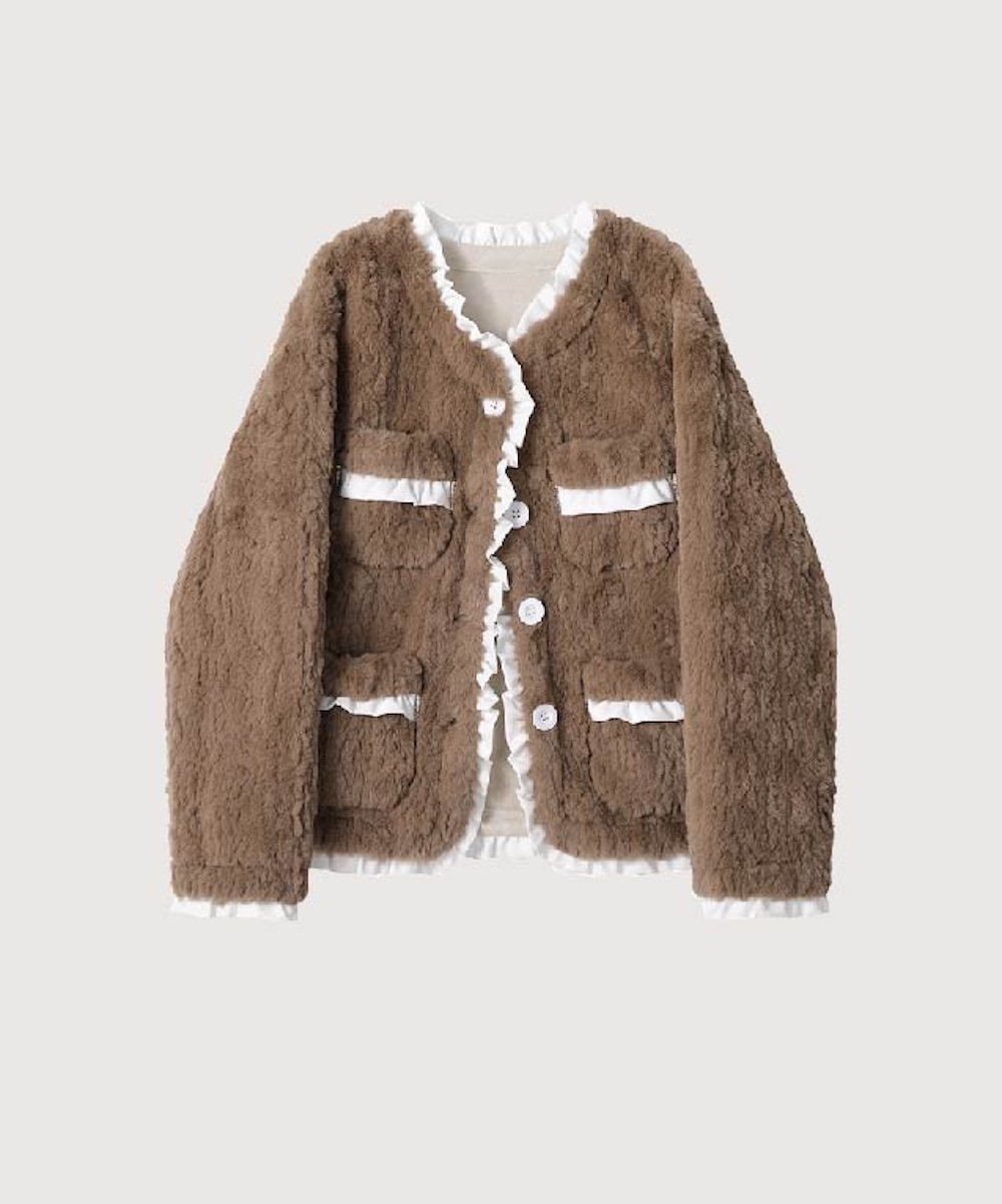 【ラ ポム プチ/LA POMME petit】のElegant Frill Piping Fur Jacket 人気、トレンドファッション・服の通販 founy(ファニー) ファッション Fashion レディースファッション Fashion for Women アウター Coat / Outerwear Collection レディースジャケット・軽アウター Jackets ガーリー Girly, Feminine Style シンプル Simple, Minimal スウェット / スエット Sweatshirt, Sweatwear スニーカー Sneakers, Trainers ダウン Down, Puffer チェック Check, Plaid, Tartan デニム Denim, Jeans Material トレンド Trend, Trending Now バランス Balance, Style Balance フレア Flare, Flared プリーツ Pleats, Pleated ボトム Bottoms, Lower Wear マフラー Scarf, Muffler ミックス Mix, Mixed Style ロング Long, Long-Length A/W・秋冬 Autumn/Winter おすすめ Recommended / Our Picks other-1|ID: prp329100004810518 ipo3291000000034916338