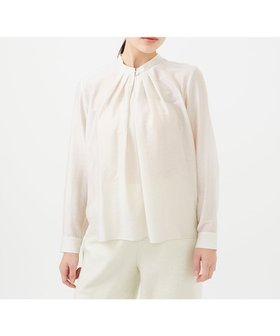 【シビラ/SYBILLA】の【PURE】バンドカラータックブラウス 人気、トレンドファッション・服の通販 founy(ファニー) ファッション Fashion レディースファッション Fashion for Women トップス・カットソー Cut & Sew Tops シャツ・ブラウス・オフィスカジュアル Elegant Blouses & Button-Ups インナー Innerwear エレガント 上品 Elegant コレクション Collection, Seasonal Line シアー Sheer, See-Through シルク Silk, 100% Silk スリット Slit, Slit Detail 定番 Standard, Basic Item 人気 Popular, Best Seller フランス France, French ロング Long, Long-Length 冬 Winter / This Winter おすすめ Recommended / Our Picks |ID:prp329100004810520