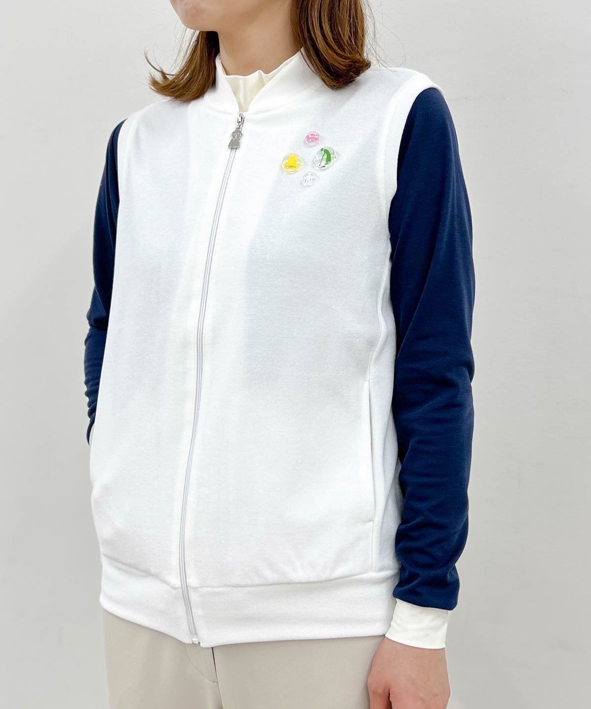 【ピッコーネクラブ/Picone Club】の【オンラインストア・店舗限定商品】コットン混パイルジップベスト インテリア・キッズ・メンズ・レディースファッション・服の通販 founy(ファニー) ファッション Fashion レディースファッション Fashion for Women アウター Coat / Outerwear Collection トップス・カットソー Cut & Sew Tops ベスト&ジレ / 重ね着スタイル Vests & Gilets イラスト Illustration コンパクト Compact, Small Size チャーム Charm, Pendant フロント Front, Front Design ベスト Vest, Waistcoat ポケット Pocket, Pocket Detail ホワイト|ID: prp329100004810522 ipo3291000000034916355