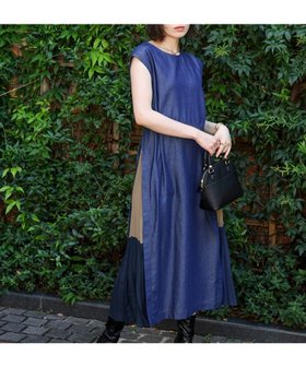 【バブ ブージュルード/Bab Bou Jeloud】のデニムプリーツ配色ワンピース 人気、トレンドファッション・服の通販 founy(ファニー) ファッション Fashion レディースファッション Fashion for Women ワンピース Dresses エレガント 上品 Elegant シンプル Simple, Minimal デニム Denim, Jeans Material プリーツ Pleats, Pleated ビジネス 仕事 通勤 Business / Work / Commuting 再入荷 Restock / Back in Stock |ID:prp329100004810526