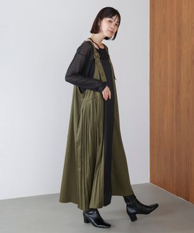 【バブ ブージュルード/Bab Bou Jeloud】の肩ベルトブロッキングジャンスカ 人気、トレンドファッション・服の通販 founy(ファニー) ファッション Fashion レディースファッション Fashion for Women ベルト&ウエストマーク Belts & Waist Accessories インナー Innerwear サロペット Overalls, Salopette ストレッチ Stretch, Stretchy Fabric フロント Front, Front Design プリーツ Pleats, Pleated ポケット Pocket, Pocket Detail ロング Long, Long-Length 再入荷 Restock / Back in Stock 切替 Switching, Contrast Panel |ID:prp329100004810533