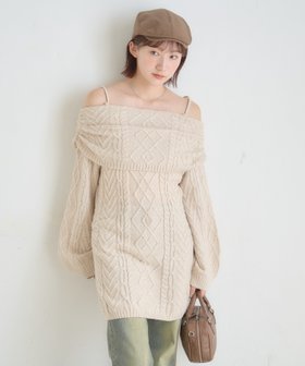 【パルグループ/PAL GROUP】の【mystic】 mline オフショル ケーブルニットワンピース 人気、トレンドファッション・服の通販 founy(ファニー) ファッション Fashion レディースファッション Fashion for Women ワンピース Dresses ニットワンピース Knit Dresses ギャザー Gathered, Ruffled クール Cool, Chic デコルテ Décolleté, Neckline デニム Denim, Jeans Material トレンド Trend, Trending Now ネックレス Necklace, Pendant Necklace フレア Flare, Flared エレガント 上品 Elegant 再入荷 Restock / Back in Stock |ID:prp329100004810556
