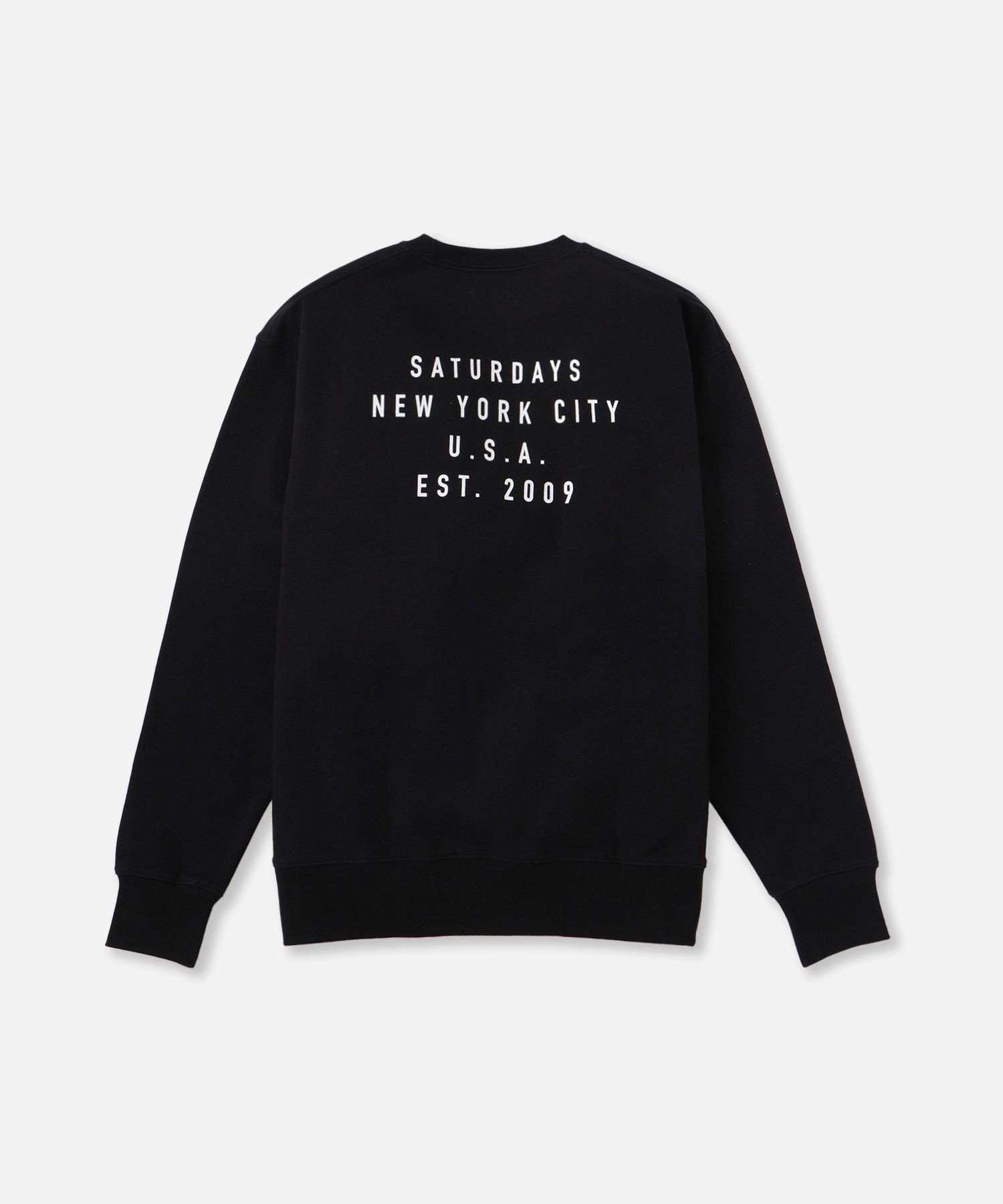 【サタデイズ ニューヨークシティ/SATURDAYS NYC】のBowery Established Crew Sweatshirt インテリア・キッズ・メンズ・レディースファッション・服の通販 founy(ファニー) ファッション Fashion レディースファッション Fashion for Women トップス・カットソー Cut & Sew Tops シャツ・ブラウス・オフィスカジュアル Elegant Blouses & Button-Ups レディースパーカー・カジュアルフーディー Casual Hoodies & Sweatshirts ロングTシャツ・Tシャツ Longline T-Shirts & Tees スウェット・クルーネックトップス Sweatshirts & Crewnecks / Relaxed Fit Sweat Tops おすすめ Recommended / Our Picks グラフィック Graphic, Graphic Design シンプル Simple, Minimal スウェット / スエット Sweatshirt, Sweatwear フィット Fit, Slim Fit フロント Front, Front Design プリント Print, Printed Pattern ブラック(01)|ID: prp329100004810557 ipo3291000000034916622