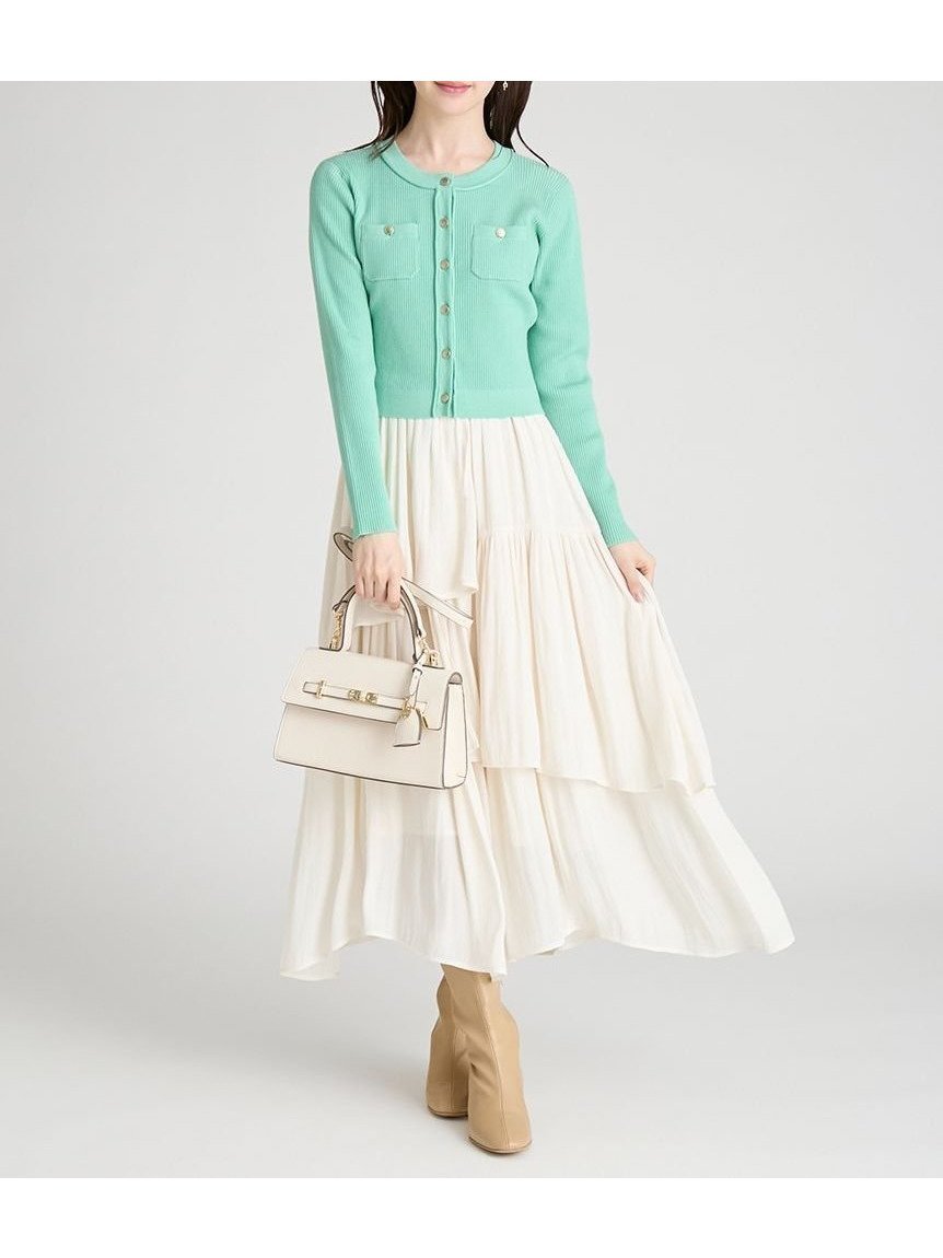 【セルフォード/CELFORD】のアシメヘムドレス トリムリブカーデ インテリア・キッズ・メンズ・レディースファッション・服の通販 founy(ファニー) 　ファッション　Fashion　レディースファッション　Fashion for Women　ワンピース　Dresses　フォーマル・パーティードレス・結婚式用ドレス　Elegant & Casual Dresses　ウェーブ　Wavy Pattern　ギャザー　Gathered, Ruffled　コンパクト　Compact, Small Size　ジャケット　Jacket, Outerwear　ストレート　Straight, Straight Cut　スニーカー　Sneakers, Trainers　スマート　Smart, Elegant　ティアード　Tiered, Tiered Style　フィット　Fit, Slim Fit　ミックス　Mix, Mixed Style　リブニット　Rib Knit, Ribbed Knit　おすすめ　Recommended / Our Picks　GRN[024]|ID: prp329100004810567 ipo3291000000034916700