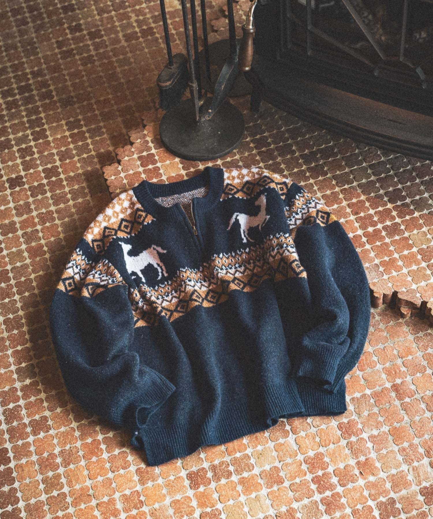 【ニコアンド/niko and】の【NASU FARM VILLAGE】ジャガードZIPニットプルオーバー インテリア・キッズ・メンズ・レディースファッション・服の通販 founy(ファニー) ファッション Fashion レディースファッション Fashion for Women トップス・カットソー Cut & Sew Tops ニット Knit Tops & Sweaters カジュアルプルオーバー・ニットトップス Pullovers & Knit Tops / Casual Pullovers インナー Innerwear ジップ Zip, Zipper ハーフ Half, Half-Length モチーフ Motif, Design Theme ロング Long, Long-Length A/W・秋冬 Autumn/Winter おすすめ Recommended / Our Picks 犬 Dog ネイビー|ID: prp329100004810706 ipo3291000000034918490