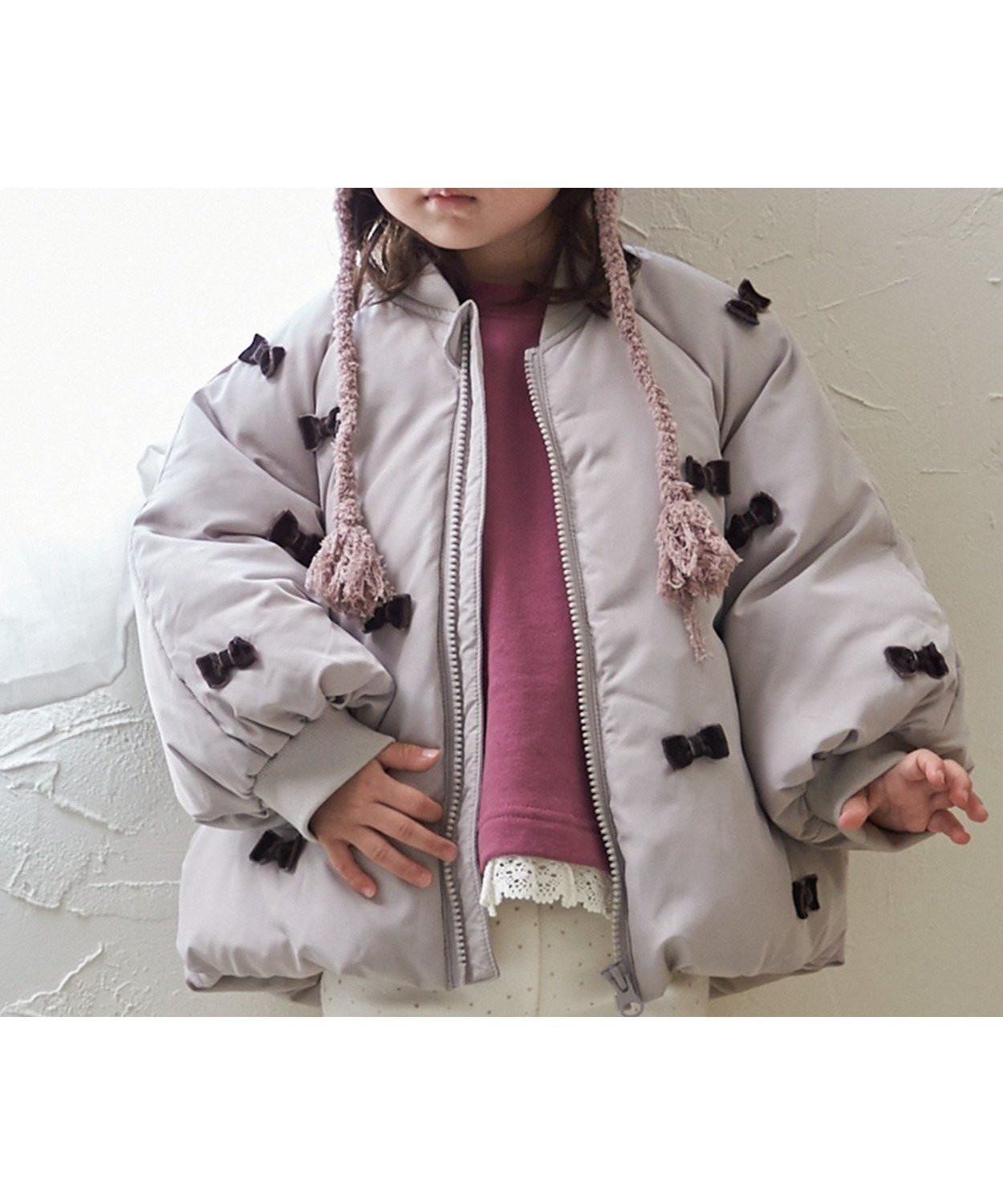 【ナルミヤ オンライン/NARUMIYA ONELINE / KIDS】の【リンク/洗える】ちびリボン中綿ジャケット インテリア・キッズ・メンズ・レディースファッション・服の通販 founy(ファニー) 　ファッション　Fashion　キッズファッション　Fashion for Kids　アウター　Coat Outerwear /Kids　アウトドア　Outdoor Clothing　ジャケット　Jacket, Outerwear　ベビー　Baby, Babywear　ベロア　Velour, Soft Velvet　ポケット　Pocket, Pocket Detail　リボン　Ribbon, Bow　エレガント 上品　Elegant　洗える　Machine Washable　モカ茶|ID: prp329100004811219 ipo3291000000034922816