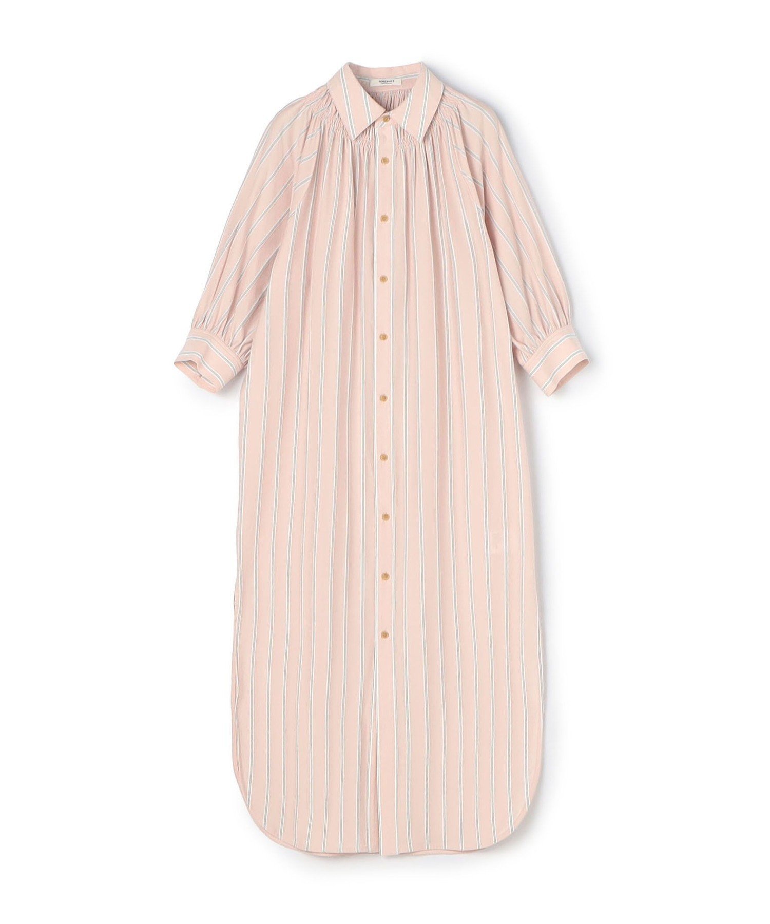 【トゥモローランド/TOMORROWLAND】のハイゲージストライプ シャツワンピース インテリア・キッズ・メンズ・レディースファッション・服の通販 founy(ファニー) 　ファッション　Fashion　レディースファッション　Fashion for Women　ワンピース　Dresses　シャツワンピース / 1枚で着映えコーデ　Shirt Dresses　シャーリング　Shirring, Ruched　ストライプ　Stripe, Striped Pattern　スリット　Slit, Slit Detail　フロント　Front, Front Design　プリント　Print, Printed Pattern　エレガント 上品　Elegant　32 ピンク系|ID: prp329100004811229 ipo3291000000034922957