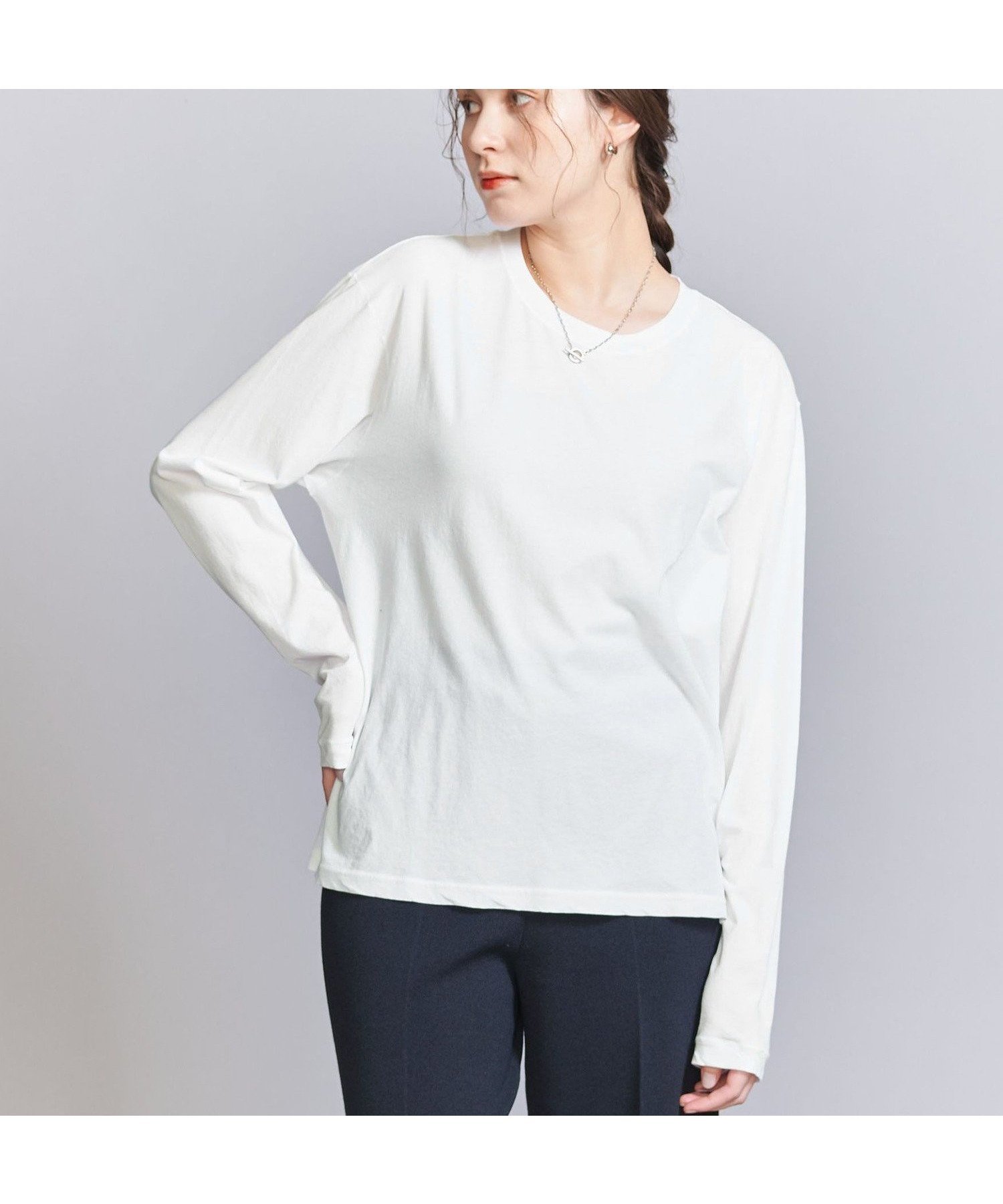 【ビューティ&ユース ユナイテッドアローズ/BEAUTY&YOUTH / UNITED ARROWS】のコットン ルーズ ロングスリーブ Tシャツ インテリア・キッズ・メンズ・レディースファッション・服の通販 founy(ファニー) 　ファッション　Fashion　レディースファッション　Fashion for Women　トップス・カットソー　Cut & Sew Tops　シャツ・ブラウス・オフィスカジュアル　Elegant Blouses & Button-Ups　ロングTシャツ・Tシャツ　Longline T-Shirts & Tees　インナー　Innerwear　スリーブ　Sleeve, Long Sleeve / Short Sleeve　ドロップ　Drop Shoulder, Dropped Style　ボトム　Bottoms, Lower Wear　ルーズ　Loose, Oversized　ロング　Long, Long-Length　ワイド　Wide, Wide Fit　おすすめ　Recommended / Our Picks　WHITE|ID: prp329100004811236 ipo3291000000034923090