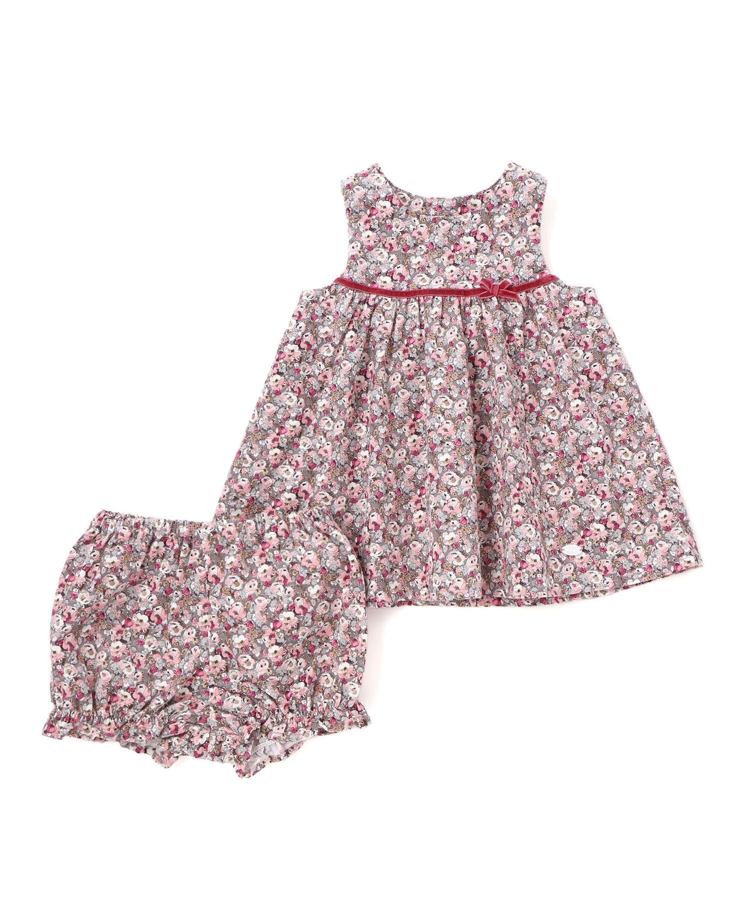 【ベベ オンライン ストア/BEBE ONLINE STORE / KIDS】の【日本製】【お揃い】リバティ(Leila)シャツコールワンピースブルマ付きベビー(70~90cm) インテリア・キッズ・メンズ・レディースファッション・服の通販 founy(ファニー) 　ファッション　Fashion　キッズファッション　Fashion for Kids　ワンピース　Dresses　キュロット　Culottes, Wide Shorts　チャーム　Charm, Pendant　フランス　France, French　ベビー　Baby, Babywear　ベルベット　Velvet, Velvety　リボン　Ribbon, Bow　A/W・秋冬　Autumn/Winter　日本製　Made In Japan　エレガント 上品　Elegant　セレモニー　Ceremony　2025年　2025　2025-2026秋冬・A/W　Autumn/Winter 2025–26 AW25–26　ピンク系|ID: prp329100004811246 ipo3291000000034923258