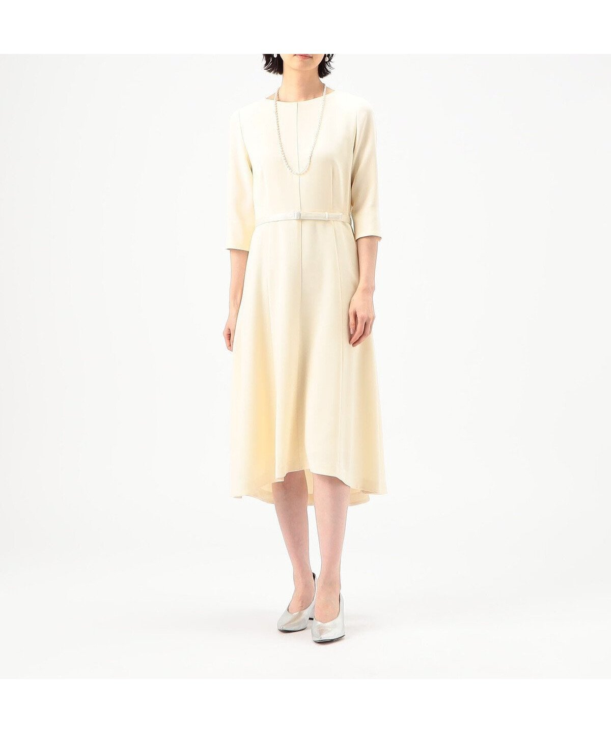 【コムサ/COMME CA】の【セットアップ対応】トリアセテートポリエステルダブルクロス フレアドレス インテリア・キッズ・メンズ・レディースファッション・服の通販 founy(ファニー) 　ファッション　Fashion　レディースファッション　Fashion for Women　ワンピース　Dresses　フォーマル・パーティードレス・結婚式用ドレス　Elegant & Casual Dresses　サテン　Satin, Glossy Fabric　ジャケット　Jacket, Outerwear　ストレッチ　Stretch, Stretchy Fabric　スリット　Slit, Slit Detail　セットアップ　Set-Up, Coordinated Outfit　ダブル　Double, Double-Breasted　ドレス　Dress, One-Piece　パイピング　Piping, Trim Design　フィット　Fit, Slim Fit　フェミニン　Feminine, Girly　フレア　Flare, Flared　フロント　Front, Front Design　ヘムライン　Hemline, Bottom Cut　ワンポイント　One Point, Statement Accent　エレガント 上品　Elegant　セレモニー　Ceremony　07:アイボリー|ID: prp329100004811271 ipo3291000000034923583