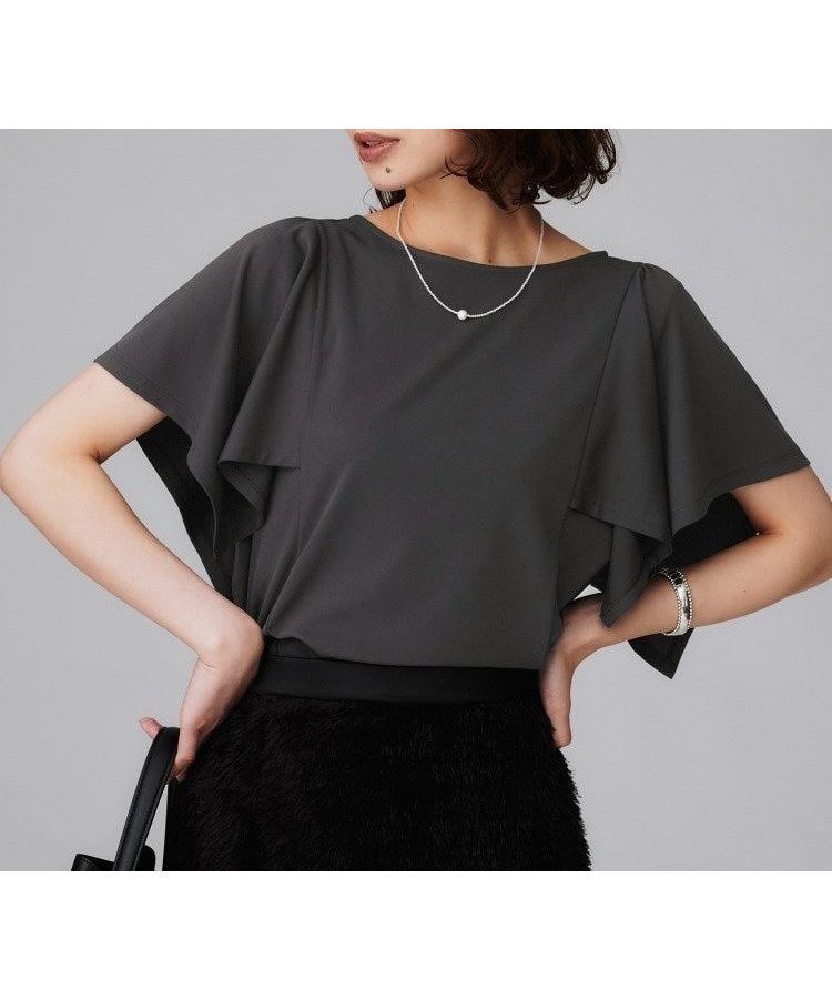 【アンタイトル/UNTITLED】の【きれいめ/接触冷感/日本製】ハンカチスリーブプルオーバー インテリア・キッズ・メンズ・レディースファッション・服の通販 founy(ファニー) 　ファッション　Fashion　レディースファッション　Fashion for Women　トップス・カットソー　Cut & Sew Tops　カジュアルプルオーバー・ニットトップス　Pullovers & Knit Tops / Casual Pullovers　コンパクト　Compact, Small Size　スマート　Smart, Elegant　スリーブ　Sleeve, Long Sleeve / Short Sleeve　デコルテ　Décolleté, Neckline　ドレープ　Drape, Draping Fabric　なめらか　Smooth, Silky Texture　ハンカチ　Handkerchief, Hanky　おすすめ　Recommended / Our Picks　日本製　Made In Japan　夏　Summer　エレガント 上品　Elegant　チャコールグレー|ID: prp329100004811277 ipo3291000000034923629