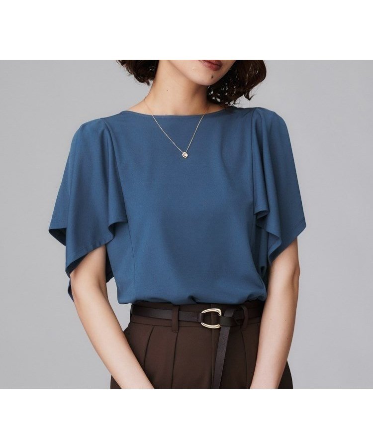 【アンタイトル/UNTITLED】の【きれいめ/接触冷感/日本製】ハンカチスリーブプルオーバー インテリア・キッズ・メンズ・レディースファッション・服の通販 founy(ファニー) 　ファッション　Fashion　レディースファッション　Fashion for Women　トップス・カットソー　Cut & Sew Tops　カジュアルプルオーバー・ニットトップス　Pullovers & Knit Tops / Casual Pullovers　コンパクト　Compact, Small Size　スマート　Smart, Elegant　スリーブ　Sleeve, Long Sleeve / Short Sleeve　デコルテ　Décolleté, Neckline　ドレープ　Drape, Draping Fabric　なめらか　Smooth, Silky Texture　ハンカチ　Handkerchief, Hanky　おすすめ　Recommended / Our Picks　日本製　Made In Japan　夏　Summer　エレガント 上品　Elegant　ブルー|ID: prp329100004811277 ipo3291000000034923631