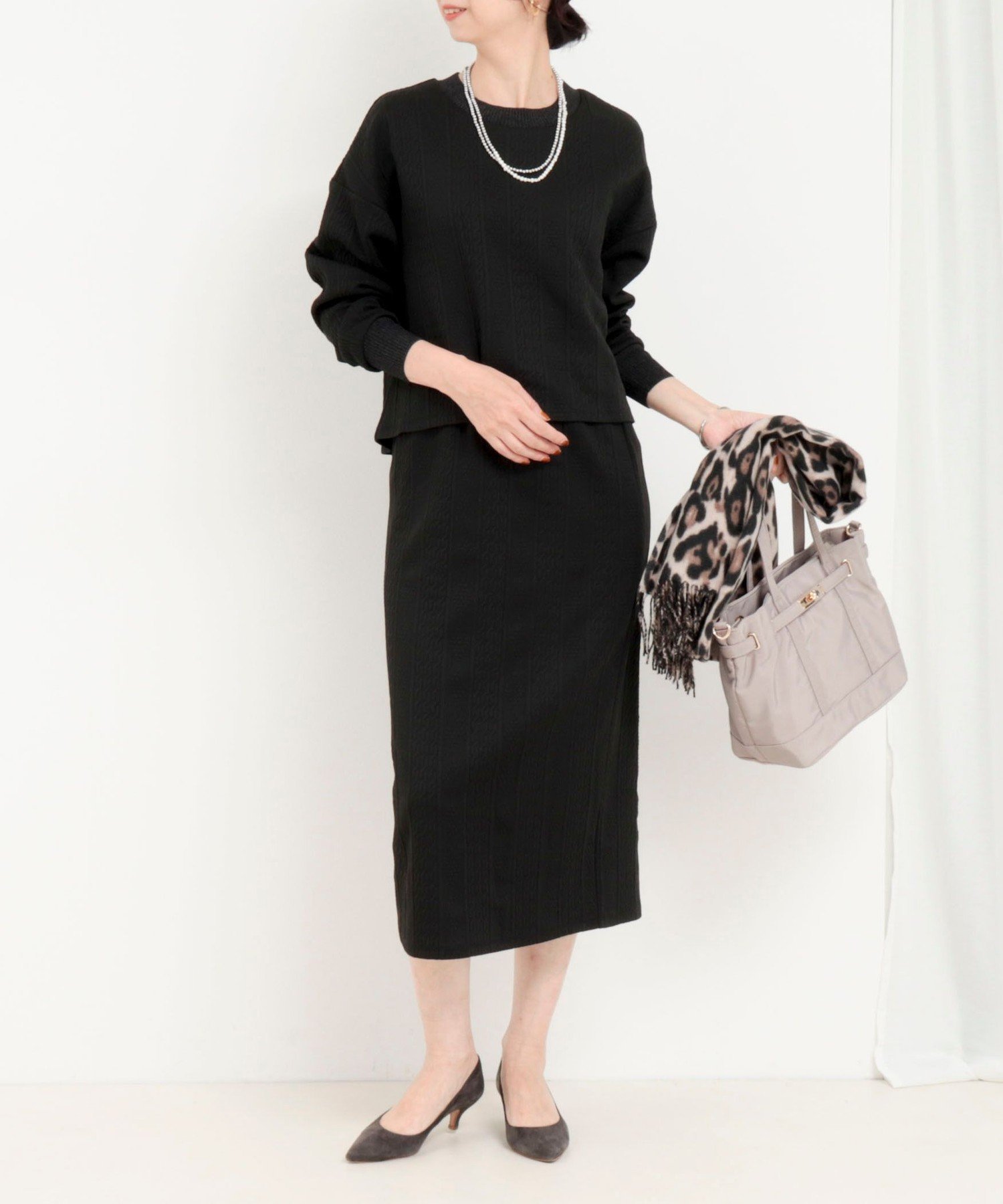 【ノーリーズ/NOLLEY'S】の《セットアイテム》ジャガードジャージーセットアップ インテリア・キッズ・メンズ・レディースファッション・服の通販 founy(ファニー) 　ファッション　Fashion　レディースファッション　Fashion for Women　セットアップ　Matching Sets　カットジャガード　Cut Jacquard　スリット　Slit, Slit Detail　セットアップ　Set-Up, Coordinated Outfit　チェック　Check, Plaid, Tartan　バランス　Balance, Style Balance　ロング　Long, Long-Length　おすすめ　Recommended / Our Picks　エレガント 上品　Elegant　ビジネス 仕事 通勤　Business / Work / Commuting　2025年　2025　2025-2026秋冬・A/W　Autumn/Winter 2025–26 AW25–26　ブラック|ID: prp329100004811284 ipo3291000000034923689