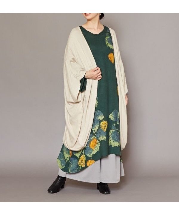 【アミナコレクション/Amina Collection】の【カヤ】【UVカット加工】鬼灯羽織付きワンピース インテリア・キッズ・メンズ・レディースファッション・服の通販 founy(ファニー) 　ファッション　Fashion　レディースファッション　Fashion for Women　ワンピース　Dresses　羽織　Haori, Light Jacket　グリーン|ID: prp329100004811289 ipo3291000000034923724