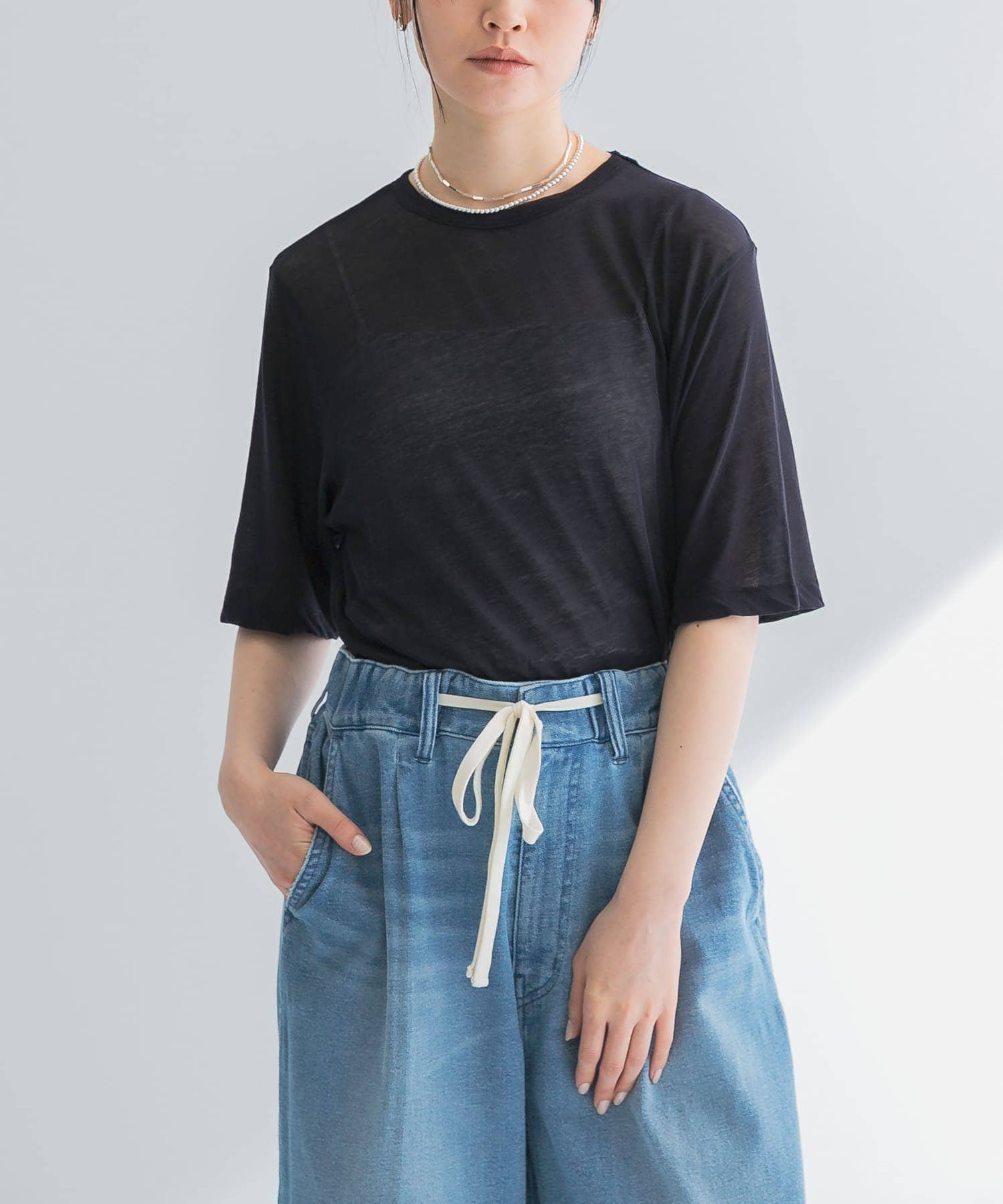 【アーバンリサーチ/URBAN RESEARCH】のnew basic ドライツイストシアーTシャツ インテリア・キッズ・メンズ・レディースファッション・服の通販 founy(ファニー) 　ファッション　Fashion　レディースファッション　Fashion for Women　トップス・カットソー　Cut & Sew Tops　シャツ・ブラウス・オフィスカジュアル　Elegant Blouses & Button-Ups　ロングTシャツ・Tシャツ　Longline T-Shirts & Tees　2025年　2025　2025春夏・S/S　Spring/Summer 2025 SS25　インナー　Innerwear　ジャケット　Jacket, Outerwear　ビスチェ　Bustier, Corset Top　ベーシック　Basic, Essential　夏　Summer　春　Spring　S/S・春夏　SS, Spring/Summer, Warm Season　秋　Autumn　NAVY|ID: prp329100004811330 ipo3291000000034924190