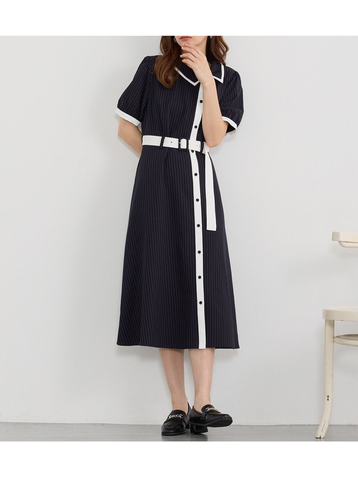 【ニコル クラブ/NICOLE CLUB】のアシメカラーワンピース インテリア・キッズ・メンズ・レディースファッション・服の通販 founy(ファニー) 　ファッション　Fashion　レディースファッション　Fashion for Women　ワンピース　Dresses　おすすめ　Recommended / Our Picks　アシンメトリー　Asymmetrical Style　ガーリー　Girly, Feminine Style　ストライプ　Stripe, Striped Pattern　スマート　Smart, Elegant　スリーブ　Sleeve, Long Sleeve / Short Sleeve　67ネイビー|ID: prp329100004811346 ipo3291000000034924353