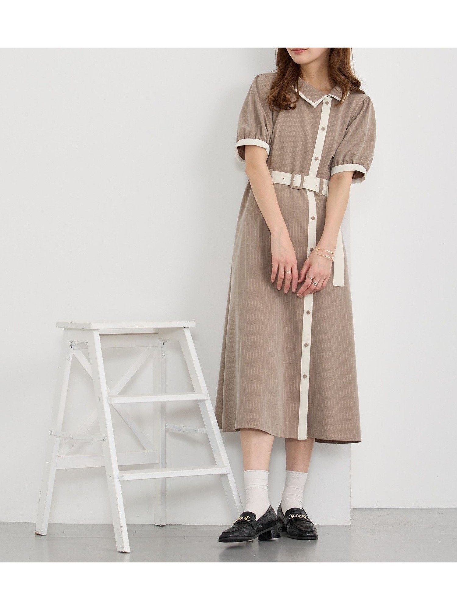 【ニコル クラブ/NICOLE CLUB】のアシメカラーワンピース インテリア・キッズ・メンズ・レディースファッション・服の通販 founy(ファニー) 　ファッション　Fashion　レディースファッション　Fashion for Women　ワンピース　Dresses　おすすめ　Recommended / Our Picks　アシンメトリー　Asymmetrical Style　ガーリー　Girly, Feminine Style　ストライプ　Stripe, Striped Pattern　スマート　Smart, Elegant　スリーブ　Sleeve, Long Sleeve / Short Sleeve　18ベージュ|ID: prp329100004811346 ipo3291000000034924355