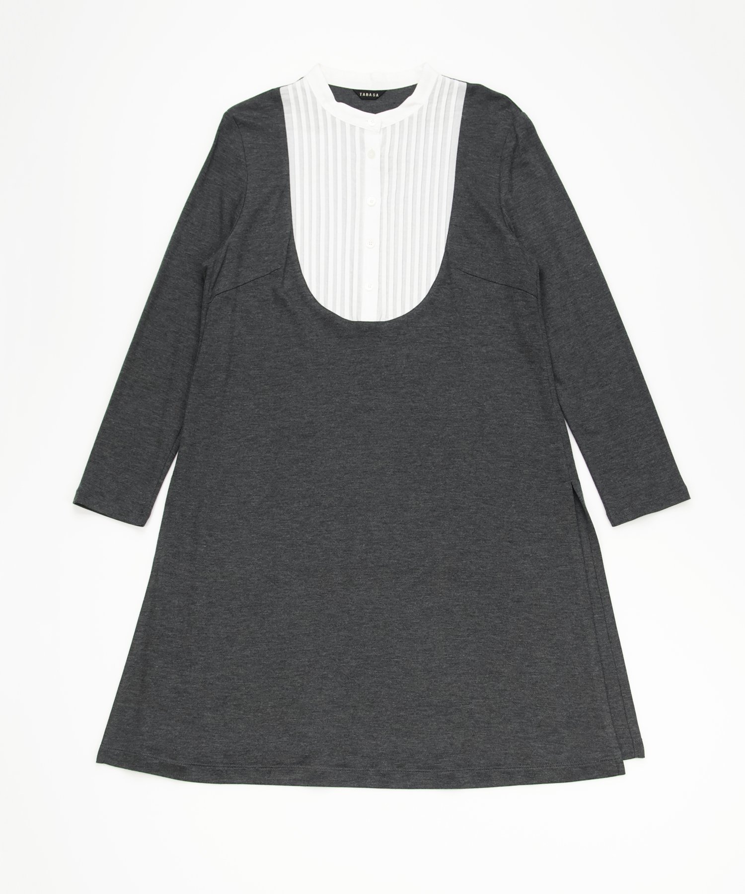 【タバサ/TABASA】のポンチ*ローン切替ヨークチュニック インテリア・キッズ・メンズ・レディースファッション・服の通販 founy(ファニー) 　ファッション　Fashion　レディースファッション　Fashion for Women　トップス・カットソー　Cut & Sew Tops　カットソー　Cut and Sewn Top　スリット　Slit, Slit Detail　チュニック　Tunic, Long Top　ヨーク　Yoke, Yoke Design　リラックス　Relax, Relaxed Fit　ワイド　Wide, Wide Fit　切替　Switching, Contrast Panel　チャコール|ID: prp329100004811355 ipo3291000000034924458