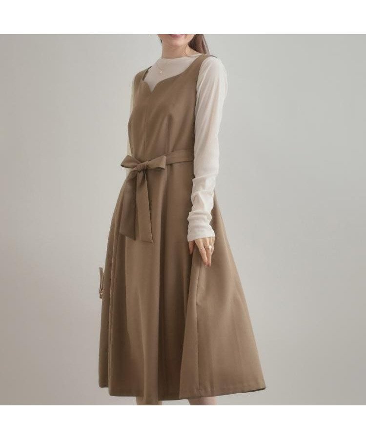 【クチュール ブローチ/Couture Brooch】の【帯電防止・通勤】ハートネック フレアージャンスカ インテリア・キッズ・メンズ・レディースファッション・服の通販 founy(ファニー) 　ファッション　Fashion　レディースファッション　Fashion for Women　インナー　Innerwear　カーディガン　Cardigan, Knitwear　ジャケット　Jacket, Outerwear　スマート　Smart, Elegant　トレンド　Trend, Trending Now　フィット　Fit, Slim Fit　ポケット　Pocket, Pocket Detail　リボン　Ribbon, Bow　おすすめ　Recommended / Our Picks　夏　Summer　ビジネス 仕事 通勤　Business / Work / Commuting　2025年　2025　2025-2026秋冬・A/W　Autumn/Winter 2025–26 AW25–26　モカブラウン|ID: prp329100004811403 ipo3291000000034925100