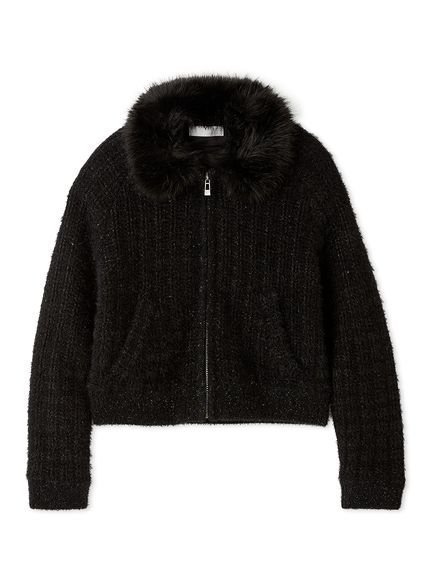 【セルフォード/CELFORD】のファー衿付きツイードニットブルゾン インテリア・キッズ・メンズ・レディースファッション・服の通販 founy(ファニー) 　ファッション　Fashion　レディースファッション　Fashion for Women　アウター　Coat / Outerwear Collection　ブルゾンジャケット・スポーティアウター　Blouson Jackets　トップス・カットソー　Cut & Sew Tops　ニット　Knit Tops & Sweaters　スマート　Smart, Elegant　ツイード　Twill, Twill Weave　ハンカチ　Handkerchief, Hanky　ポケット　Pocket, Pocket Detail　防寒　Cold Protection, Winter-Ready　冬　Winter / This Winter　BLK[009]|ID: prp329100004811502 ipo3291000000034926279