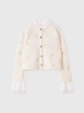 【エイミーイストワール/eimy istoire】のAttachedcollrフラワーモチーフカーディガン 人気、トレンドファッション・服の通販 founy(ファニー) ファッション Fashion レディースファッション Fashion for Women トップス・カットソー Cut & Sew Tops カーディガン・羽織り Layered Style Cardigans 花柄・フラワープリント・モチーフ Floral Prints & Motifs / Flower Pattern Tops カーディガン Cardigan, Knitwear クラシカル Classical, Vintage-Inspired コンビ Combo, Combination Style シンプル Simple, Minimal デニム Denim, Jeans Material ワンポイント One Point, Statement Accent 再入荷 Restock / Back in Stock エレガント 上品 Elegant |ID:prp329100004811550