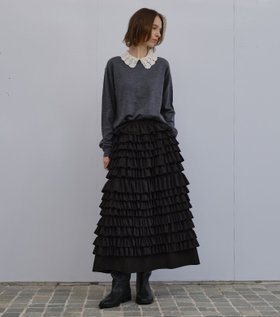 【ルシェル ブルー/LE CIEL BLEU】のラッフルミディスカート / Ruffle Midi Skirt 人気、トレンドファッション・服の通販 founy(ファニー) ファッション Fashion レディースファッション Fashion for Women スカート Skirts シンプル Simple, Minimal ダウン Down, Puffer フリル Frill, Ruffle ラッフル Ruffle, Frill |ID:prp329100004811568