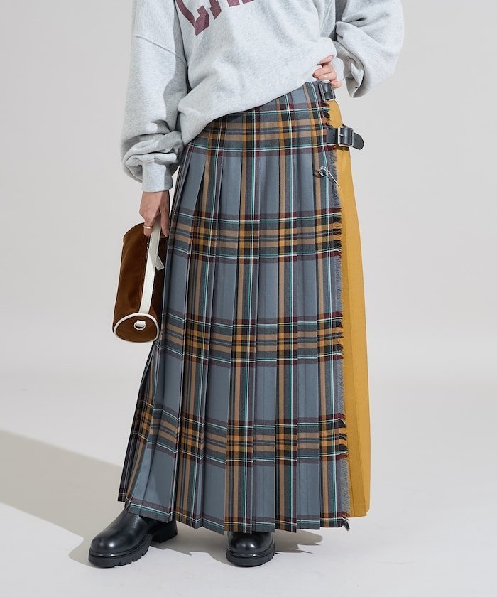 【フリークスストア/FREAK'S STORE】の別注Combination Fashion Maxi Kilt/コンビネーション ファッション マキシ キルト 25AW 人気、トレンドファッション・服の通販 founy(ファニー) 　ファッション　Fashion　レディースファッション　Fashion for Women　2025年　2025　2025-2026秋冬・A/W　Autumn/Winter 2025–26 AW25–26　冬　Winter / This Winter　キルト　Quilt, Quilted Fabric　コラボ　Collaboration, Collab　スペシャル　Special, Limited Edition　チェック　Check, Plaid, Tartan　フロント　Front, Front Design　プリーツ　Pleats, Pleated　マキシ　Maxi, Full Length　ロング　Long, Long-Length　今季　This Season, Current Season　別注　Limited Edition, Custom Order　定番　Standard, Basic Item　無地　Plain, Solid Color　A/W・秋冬　Autumn/Winter　 other-1|ID: prp329100004811576 ipo3291000000034926925
