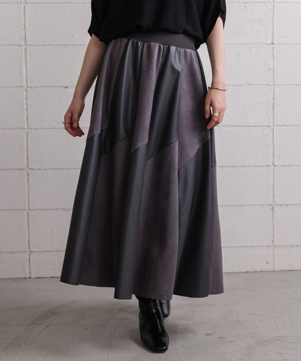 【バブ ブージュルード/Bab Bou Jeloud】のフェイクレザーフレアスカート インテリア・キッズ・メンズ・レディースファッション・服の通販 founy(ファニー) 　ファッション　Fashion　レディースファッション　Fashion for Women　スカート　Skirts　Aライン・フレアスカート　A-Line & Flared Skirts　ストレッチ　Stretch, Stretchy Fabric　フェイクレザー　Faux Leather, PU Leather　フェミニン　Feminine, Girly　再入荷　Restock / Back in Stock　秋　Autumn　CCL|ID: prp329100004811605 ipo3291000000034927230