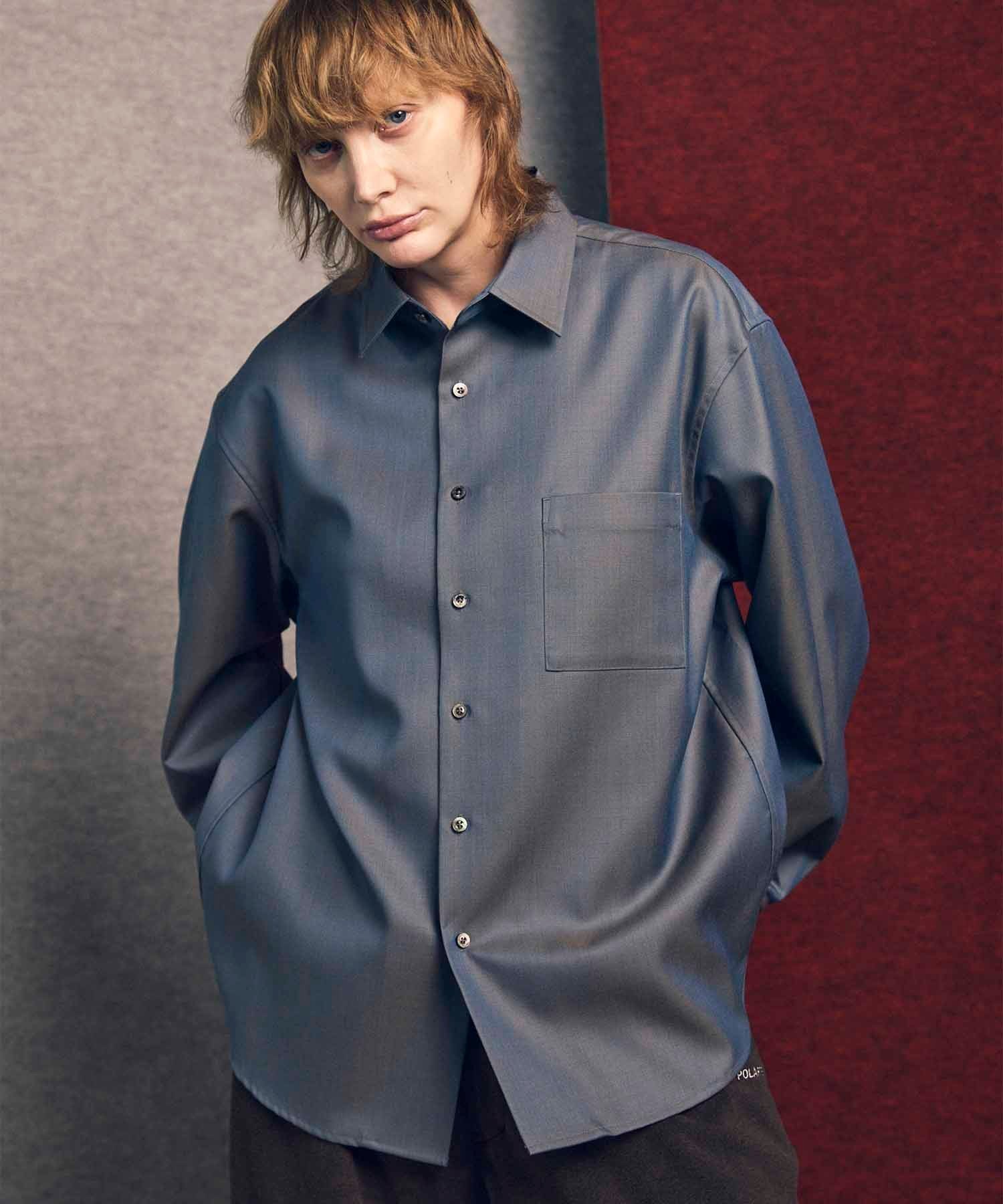 【メゾンスペシャル/MAISON SPECIAL】の4 Colors Chambray Washable Wool Prime-Over Regular Collar Shirt インテリア・キッズ・メンズ・レディースファッション・服の通販 founy(ファニー) 　ファッション　Fashion　レディースファッション　Fashion for Women　トップス・カットソー　Cut & Sew Tops　シャツ・ブラウス・オフィスカジュアル　Elegant Blouses & Button-Ups　シャンブレー　Chambray, Denim-Like Fabric　ショルダー　Shoulder, Shoulder Strap　シンプル　Simple, Minimal　ドロップ　Drop Shoulder, Dropped Style　パターン　Pattern, Design Print　D.BLU|ID: prp329100004811609 ipo3291000000034927286