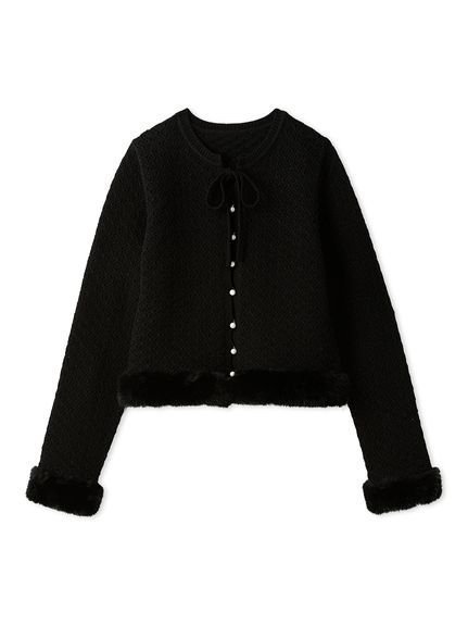 【ファーファー/FURFUR】のエコファートリムカーディガン インテリア・キッズ・メンズ・レディースファッション・服の通販 founy(ファニー) 　ファッション　Fashion　レディースファッション　Fashion for Women　トップス・カットソー　Cut & Sew Tops　カーディガン・羽織り　Layered Style Cardigans　カーディガン　Cardigan, Knitwear　クラシカル　Classical, Vintage-Inspired　スマート　Smart, Elegant　トリミング　Trimming, Decorative Edge　フェイクファー　Faux Fur, Imitation Fur　フェミニン　Feminine, Girly　ロマンティック　Romantic, Feminine Style　エレガント 上品　Elegant　透かし　Cut-Out, Lacework　BLK[009]|ID: prp329100004811624 ipo3291000000034927480