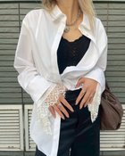 【ルシェル ブルー/LE CIEL BLEU】のボイルシャツデタッチャブルレースカフス / Voile Shirt w/Detachable Lace Cuffs ホワイト|ID: prp329100004811625 ipo3291000000034927492