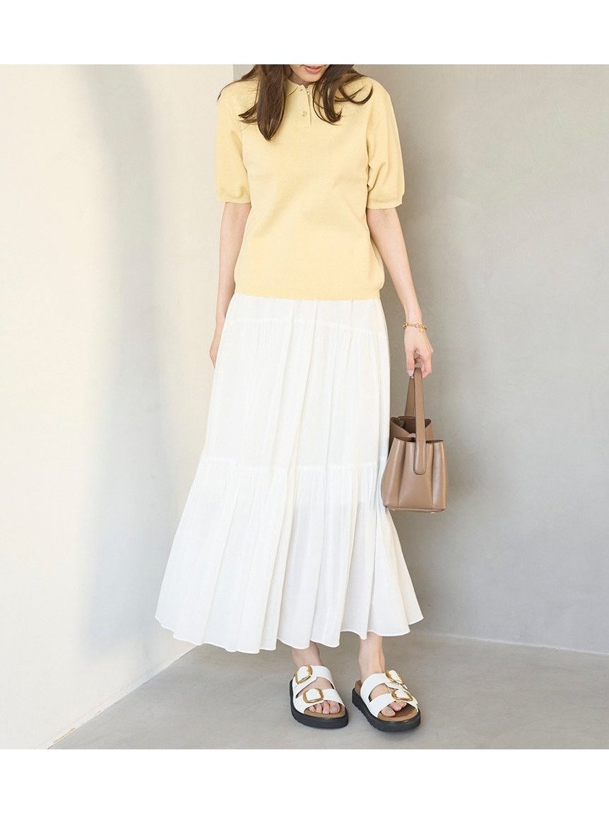 【ミラオーウェン/Mila Owen】のマキシ丈ボリュームティアードスカート 人気、トレンドファッション・服の通販 founy(ファニー) 　雑誌掲載アイテム　Magazine Picks & Fashion Features　ファッション雑誌　Fashion Magazines　ジゼル　GISELe　ファッション　Fashion　レディースファッション　Fashion for Women　スカート　Skirts　ティアードスカート　Tiered Skirts　カットソー　Cut and Sewn Top　ギャザー　Gathered, Ruffled　シアー　Sheer, See-Through　シンプル　Simple, Minimal　雑誌　Magazine, Fashion Magazine　ティアード　Tiered, Tiered Style　ティアードスカート　Tiered Skirt, Flounced Skirt　8月号　August Issue, Aug. Edition　フレア　Flare, Flared　ペチコート　Petticoat, Underskirt　マキシ　Maxi, Full Length　ラウンド　Round, Round Neck　ワッシャー　Washer, Crinkled Finish　夏　Summer　エレガント 上品　Elegant　 other-1|ID: prp329100004811657 ipo3291000000034927757