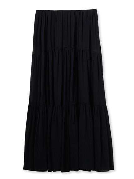 【ミラオーウェン/Mila Owen】のマキシ丈ボリュームティアードスカート インテリア・キッズ・メンズ・レディースファッション・服の通販 founy(ファニー) 　雑誌掲載アイテム　Magazine Picks & Fashion Features　ファッション雑誌　Fashion Magazines　ジゼル　GISELe　ファッション　Fashion　レディースファッション　Fashion for Women　スカート　Skirts　ティアードスカート　Tiered Skirts　カットソー　Cut and Sewn Top　ギャザー　Gathered, Ruffled　シアー　Sheer, See-Through　シンプル　Simple, Minimal　雑誌　Magazine, Fashion Magazine　ティアード　Tiered, Tiered Style　ティアードスカート　Tiered Skirt, Flounced Skirt　8月号　August Issue, Aug. Edition　フレア　Flare, Flared　ペチコート　Petticoat, Underskirt　マキシ　Maxi, Full Length　ラウンド　Round, Round Neck　ワッシャー　Washer, Crinkled Finish　夏　Summer　エレガント 上品　Elegant　BLK[009]|ID: prp329100004811657 ipo3291000000034927762