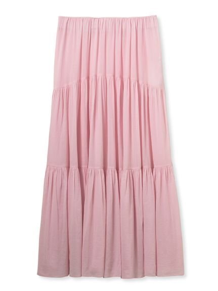 【ミラオーウェン/Mila Owen】のマキシ丈ボリュームティアードスカート インテリア・キッズ・メンズ・レディースファッション・服の通販 founy(ファニー) 　雑誌掲載アイテム　Magazine Picks & Fashion Features　ファッション雑誌　Fashion Magazines　ジゼル　GISELe　ファッション　Fashion　レディースファッション　Fashion for Women　スカート　Skirts　ティアードスカート　Tiered Skirts　カットソー　Cut and Sewn Top　ギャザー　Gathered, Ruffled　シアー　Sheer, See-Through　シンプル　Simple, Minimal　雑誌　Magazine, Fashion Magazine　ティアード　Tiered, Tiered Style　ティアードスカート　Tiered Skirt, Flounced Skirt　8月号　August Issue, Aug. Edition　フレア　Flare, Flared　ペチコート　Petticoat, Underskirt　マキシ　Maxi, Full Length　ラウンド　Round, Round Neck　ワッシャー　Washer, Crinkled Finish　夏　Summer　エレガント 上品　Elegant　PNK[066]|ID: prp329100004811657 ipo3291000000034927766