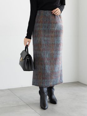 【テチチ/Te chichi】のシャギーチェックスカート 人気、トレンドファッション・服の通販 founy(ファニー) ファッション Fashion レディースファッション Fashion for Women スカート Skirts シンプル Simple, Minimal チェック Check, Plaid, Tartan エレガント 上品 Elegant 冬 Winter / This Winter |ID:prp329100004811682