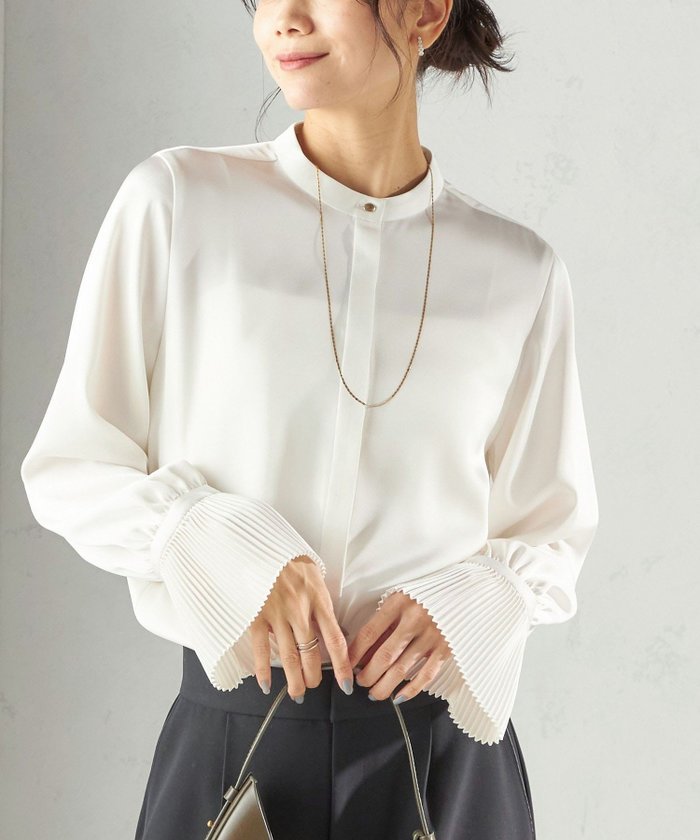 【シップス フォー ウィメン/SHIPS】の手洗い可能 プリーツ 袖 デザイン ブラウス インテリア・キッズ・メンズ・レディースファッション・服の通販 founy(ファニー) https://founy.com/ ファッション Fashion レディースファッション Fashion for Women トップス・カットソー Cut & Sew Tops シャツ・ブラウス・オフィスカジュアル Elegant Blouses & Button-Ups サテン Satin, Glossy Fabric シンプル Simple, Minimal ジャケット Jacket, Outerwear タイトスカート Pencil Skirt, Tight Skirt バランス Balance, Style Balance フリル Frill, Ruffle プリーツ Pleats, Pleated ポケット Pocket, Pocket Detail ワイド Wide, Wide Fit エレガント 上品 Elegant 2025年 2025 2025-2026秋冬・A/W Autumn/Winter 2025–26 AW25–26 |ID: prp329100004811684 ipo3291000000034928055