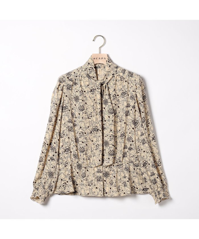 【スキャパ/SCAPA】のスマートフラワー長袖ブラウス インテリア・キッズ・メンズ・レディースファッション・服の通販 founy(ファニー) https://founy.com/ ファッション Fashion レディースファッション Fashion for Women トップス・カットソー Cut & Sew Tops シャツ・ブラウス・オフィスカジュアル Elegant Blouses & Button-Ups おすすめ Recommended / Our Picks ギャザー Gathered, Ruffled クラシカル Classical, Vintage-Inspired シャーリング Shirring, Ruched スマート Smart, Elegant フラワー Flower, Floral プリント Print, Printed Pattern ペプラム Peplum, Flared Hem エレガント 上品 Elegant 長袖 Long Sleeve, Full Sleeve |ID: prp329100004811717 ipo3291000000034928449