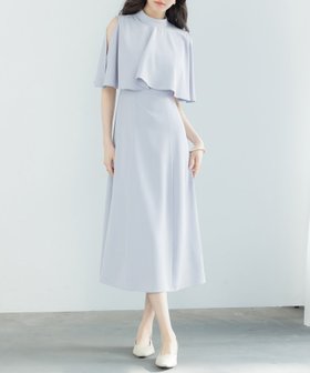 【セゾンドパピヨン/SAISON DE PAPILLON】の立ち襟オープンショルダーミモレ丈ワンピース 人気、トレンドファッション・服の通販 founy(ファニー) ファッション Fashion レディースファッション Fashion for Women ワンピース Dresses オケージョン Occasion Wear ショルダー Shoulder, Shoulder Strap スタンド Stand Collar, Upright Stand エレガント 上品 Elegant |ID:prp329100004811734