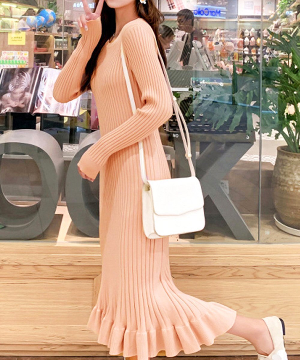 【ミニミニストア/miniministore】のニットワンピース マーメイドフリルワンピ インテリア・キッズ・メンズ・レディースファッション・服の通販 founy(ファニー) ファッション Fashion レディースファッション Fashion for Women ワンピース Dresses ニットワンピース Knit Dresses アクリル Acrylic Material フィット Fit, Slim Fit フェミニン Feminine, Girly フリル Frill, Ruffle マーメイド Mermaid, Fishtail Silhouette ラベンダー Lavender 冬 Winter / This Winter A/W・秋冬 Autumn/Winter 長袖 Long Sleeve, Full Sleeve サーモンピンク|ID: prp329100004811765 ipo3291000000034929008