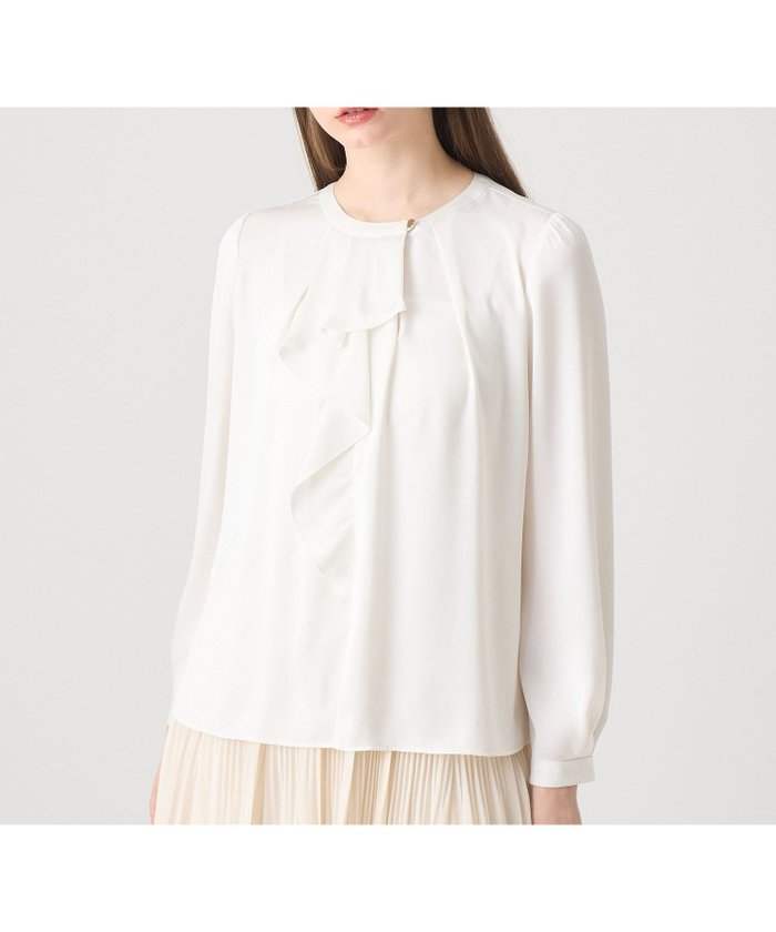 【アナイ/ANAYI】のヴィンテージサテンラッフルブラウス インテリア・キッズ・メンズ・レディースファッション・服の通販 founy(ファニー) https://founy.com/ ファッション Fashion レディースファッション Fashion for Women トップス・カットソー Cut & Sew Tops シャツ・ブラウス・オフィスカジュアル Elegant Blouses & Button-Ups インナー Innerwear エレガント 上品 Elegant ヴィンテージ Vintage Style サテン Satin, Glossy Fabric ジャケット Jacket, Outerwear スマート Smart, Elegant ベーシック Basic, Essential ボトム Bottoms, Lower Wear ラッフル Ruffle, Frill S/S・春夏 SS, Spring/Summer, Warm Season 再入荷 Restock / Back in Stock 夏 Summer ビジネス 仕事 通勤 Business / Work / Commuting |ID: prp329100004811795 ipo3291000000034929303