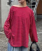 【チャオパニックティピー/CIAOPANIC TYPY】のシアースラブボーダーワンポイント刺繍オーバTee 人気、トレンドファッション・服の通販 founy(ファニー) ファッション Fashion レディースファッション Fashion for Women インナー Innerwear ショルダー Shoulder, Shoulder Strap シンプル Simple, Minimal スウェット / スエット Sweatshirt, Sweatwear デニム Denim, Jeans Material トレンド Trend, Trending Now ドロップ Drop Shoulder, Dropped Style 定番 Standard, Basic Item 人気 Popular, Best Seller ボーダー Border, Stripe ポーチ Pouch, Small Case ロング Long, Long-Length おすすめ Recommended / Our Picks thumbnail レッド|ID: prp329100004811887 ipo3291000000034930016