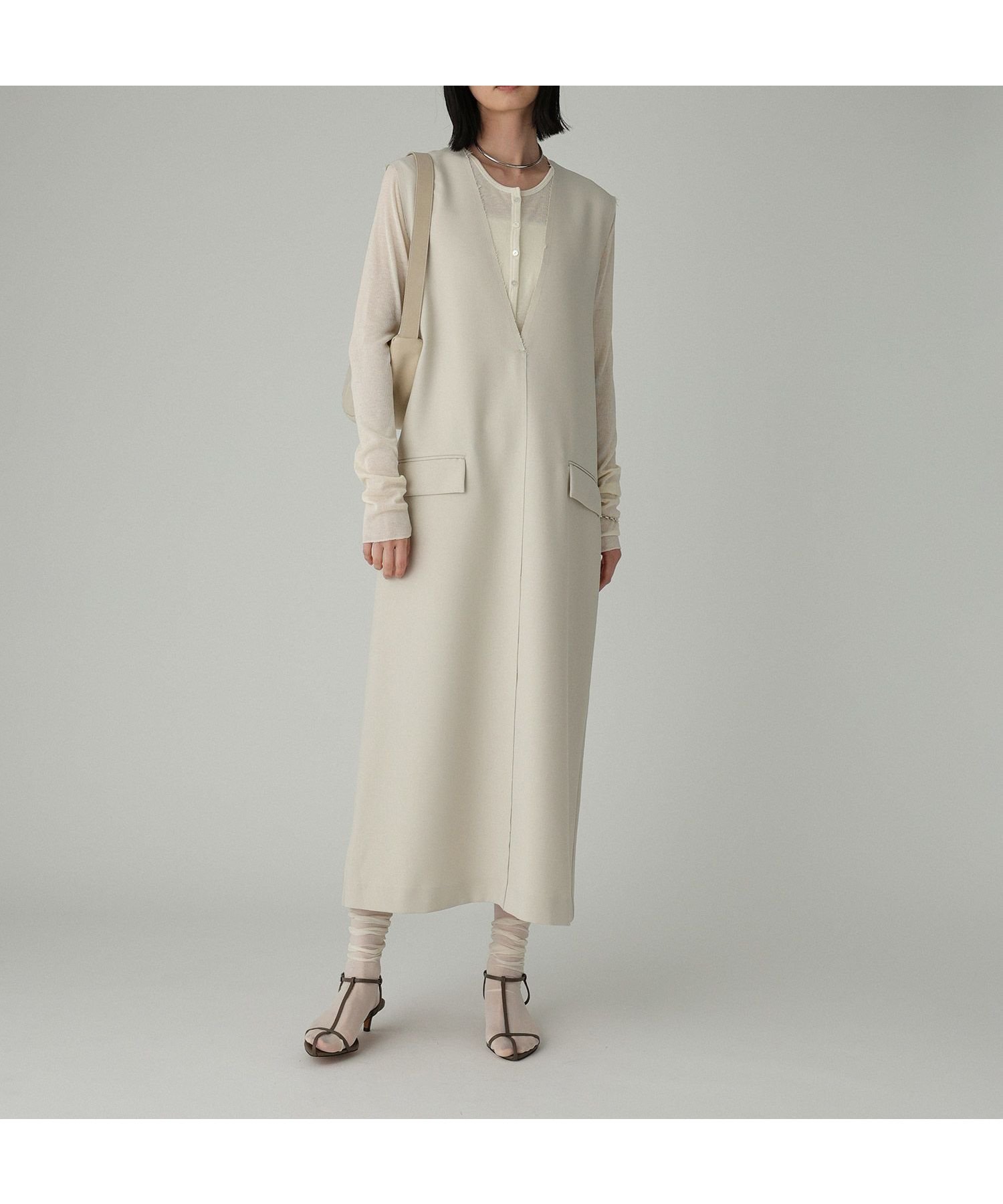 【バビロン/BABYLONE / KIDS】のツイルVネックワンピース インテリア・キッズ・メンズ・レディースファッション・服の通販 founy(ファニー) ファッション Fashion キッズファッション Fashion for Kids ワンピース Dresses ツイル Twist, Twisted Detail レース Lace, Lace Fabric ロング Long, Long-Length 再入荷 Restock / Back in Stock おすすめ Recommended / Our Picks グレージュ14|ID: prp329100004811892 ipo3291000000034930055