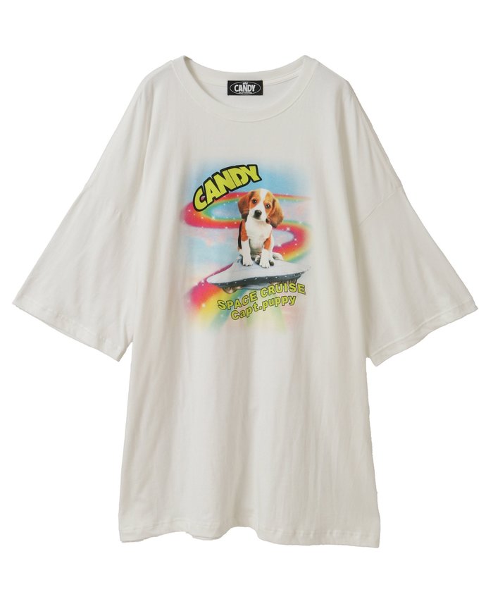 【キャンディストリッパー/Candy Stripper】のSPACE CRUISE BIG BIG TEE インテリア・キッズ・メンズ・レディースファッション・服の通販 founy(ファニー) https://founy.com/ ファッション Fashion レディースファッション Fashion for Women グラフィック Graphic, Graphic Design ルーズ Loose, Oversized 犬 Dog |ID: prp329100004811899 ipo3291000000034930108